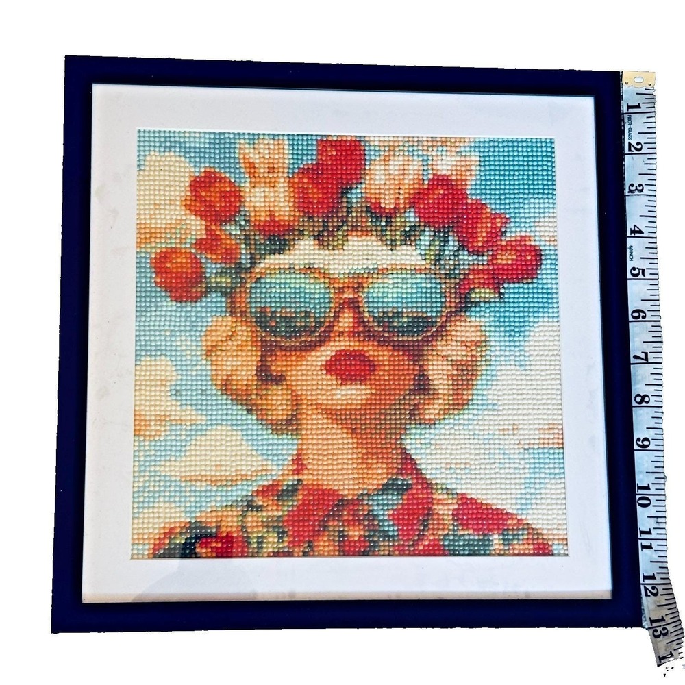 Vibrant Woman with Flowers Diamond Art | 13x13" Frame | Unique Homemade Gift - Picture 3 of 3
